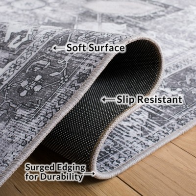 Elegant Grey Synthetic 6' x 9' Hand-Knotted Area Rug