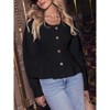 Women Long Sleeve Cardigan Round Neck Button Front Ruffle Hem Knit Top - 3 of 3