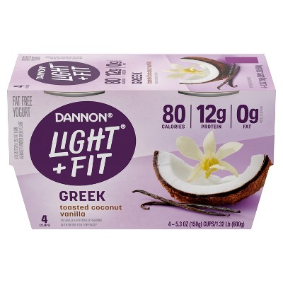 Light + Fit Nonfat Gluten-Free Toasted Coconut Vanilla Greek Yogurt - 4ct/5.3oz Cups