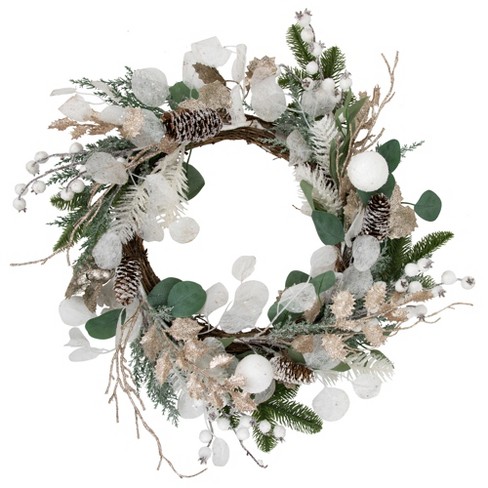 Northlight Sage Green and White Artificial Christmas Wreath 24-Inch Unlit