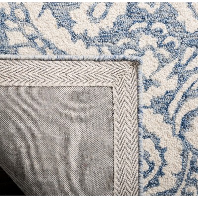 Blue and Ivory Handmade Wool Tufted Runner Rug, 2'3" x 6'