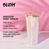 Blush Iridescent Cute Drink Tumbler | Reusable, Leak-Proof, Travel, Clear Plastic, Slim, Iced Coffee Cup with Seal, Screw-On-Lid, and Straw, 24oz - 2 of 4