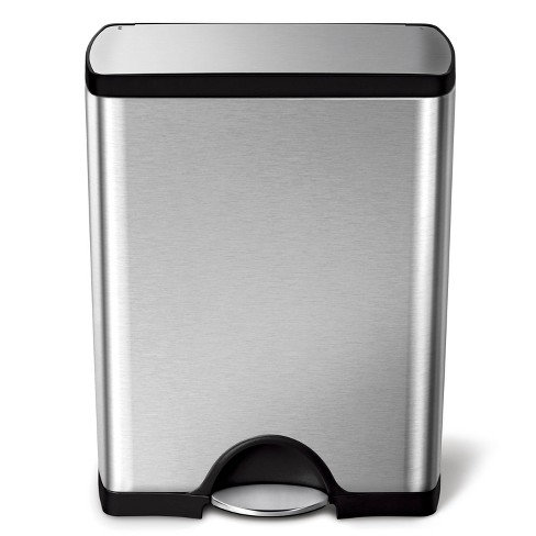 Simplehuman 10L Rectangle Trash Can W/ Bags OB black Chrome Compact Office&  home