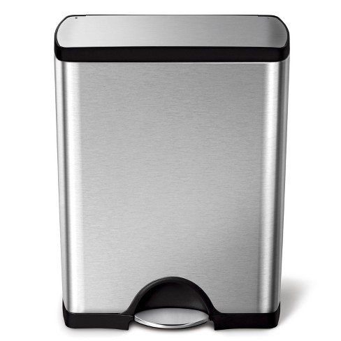 Tyyps Step Trash Can 13 Gallon/50L Stainless Steel Rectangular Kitchen  Metal Garbage Recycle Dustbin Container with lid Removable Inner Pedal  Handle