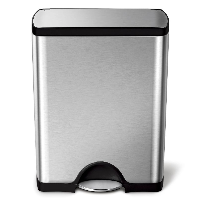 simplehuman 13 Gallon Rectangular Kitchen Step Trash Can Stainless Steel with Soft-Close Lid, 1 of 6