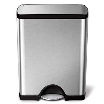 simplehuman 50L Rectangular Step Trash Can Brushed Stainless Steel