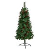 5ft. Flat Back Pine Artificial Christmas Tree with Pinecones, Berries & 110 Warm White Lights – Space-Saving Holiday X-Mas Tree - 3 of 4