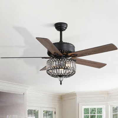 Farmhouse Ceiling Fans with Lights and Remote 52 Inch Indoor Chandelier Ceiling Fan Crystal Fandelier Ceiling Fans for Living Dining Room Bedroom