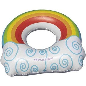 Swimline Inflatable Rainbow Swim Ring for Kids, 37" x 36", Durable Vinyl, 1 Count - 1 of 2