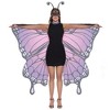 SYNCFUN Women's Halloween Costume Butterfly Wing Cape Shawl with Lace Mask and Black Velvet Antenna Headband for Halloween  Dress Up Party- Purple - 3 of 4