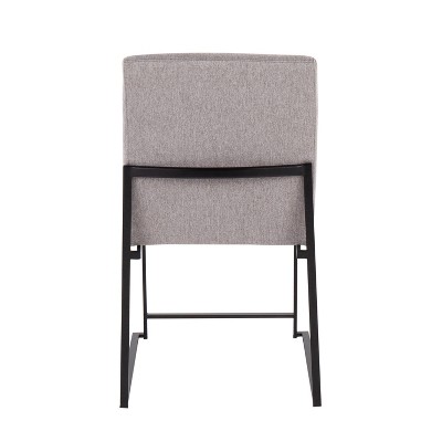 Fuji High Back Upholstered Dining Chair in Light Grey and Black Steel