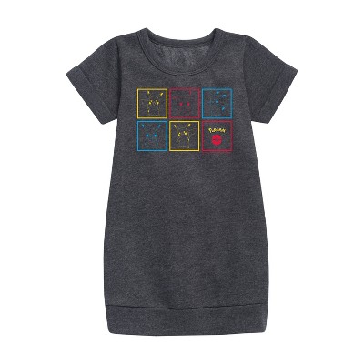 - Pokémon - Pikachu Neon Boxes Graphic Short Sleeve Fleece Dress