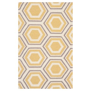Ivory/Yellow Abstract Woven Accent Rug - (3