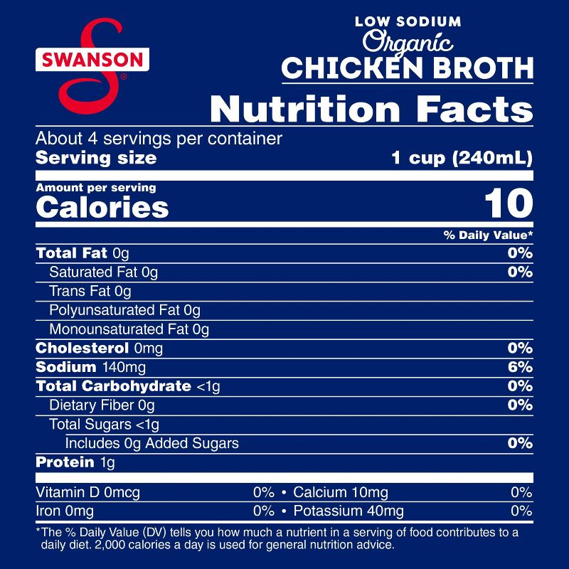 Swanson 100% Natural Gluten Free Organic Low Sodium Free Range Chicken Broth - 32 fl oz, 4 of 15