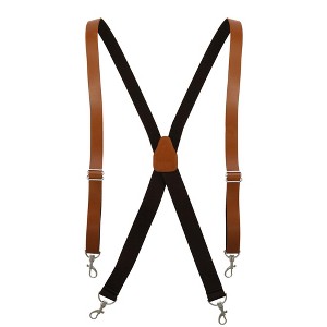 CTM Men's Smooth Coated Leather Suspenders with Metal Swivel Hook Ends - 1 of 4
