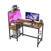 Computer Desk with Power Outlet and USB Ports, Study Writing Desk with Storage Shelves and Drawer, Home Office PC Workstation with LED Lights - 2 of 4