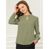 INSPIRE CHIC Women's Office Keyhole Elegant Stand Collar Long Sleeve Back Neck Button Blouse - 2 of 4