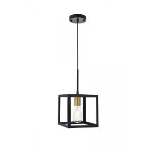 Elegant Lighting Resolute 1 light brass and black Pendant - 1 of 4