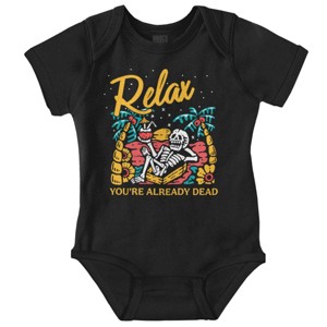 Skeleton Relax You're Already Dead Baby Romper Boys or Girls Brisco Brands - 1 of 4