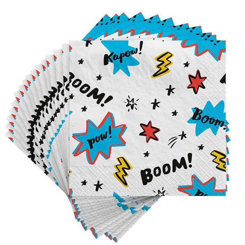 20ct Superhero Pow Lunch Paper Napkins - Spritz&#8482;, 1 of 3