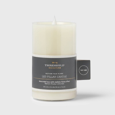 3" x 5" LED Pillar Candle Cream - Threshold™: Unscented, Wax, Battery Operated