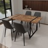 NicBex 55" Dining Table Set for 4 Modern Rectangular Dark Wood Dining Table with 4 Suede Chairs - 3 of 4
