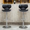 Roundhill Furniture Masaccio Cushioned Leatherette Upholstery Airlift Adjustable Swivel Barstool with Chrome Base, Black, Set of 2 - 2 of 4