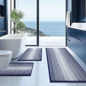 BAGOKIE 3 Piece Chenille Bathroom Rug Set - 1 of 3