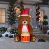 Gemmy Animated Christmas Airblown Inflatable Mixed Media Drumming Fuzzy Teddy Bear, 6 ft Tall, Brown - image 2 of 2