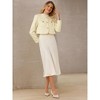 INSPIRE CHIC Women's Tweed Crewneck Button Down Long Sleeve Work Office Cropped Blazer - 3 of 4