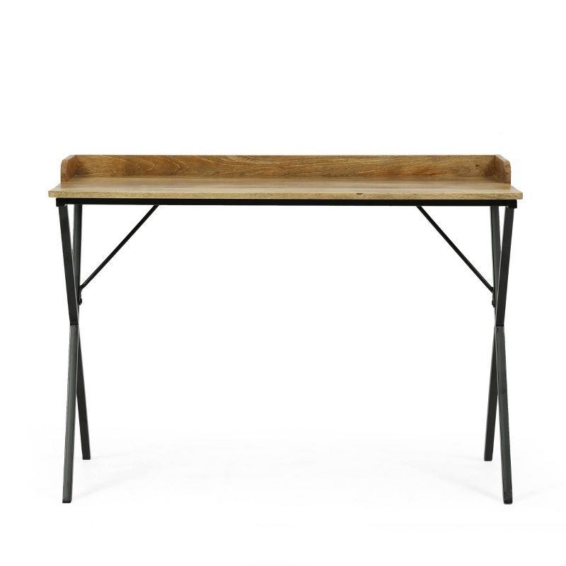 Groveport Modern Industrial Handcrafted Mango Wood Tray Top Desk Natural/Black - Christopher Knight Home, 1 of 12