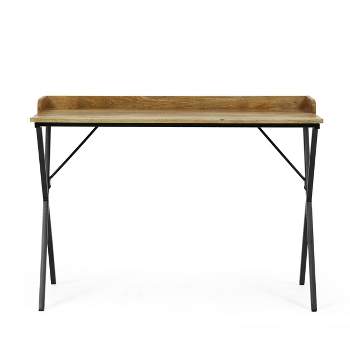 Groveport Modern Industrial Handcrafted Mango Wood Tray Top Desk Natural/Black - Christopher Knight Home
