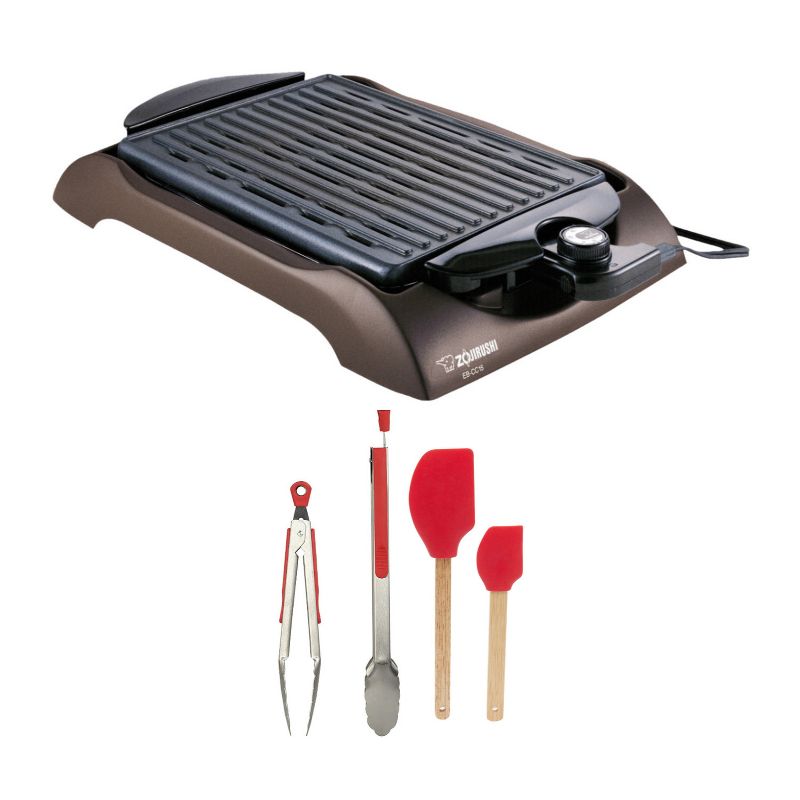 Zojirushi EB-CC15 Indoor Electric Grill with Handle Tongs Set and Spatula Set, 1 of 4