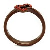 Slickblue Women's Fashion Ring, Heart Design with Orange Synthetic Crystals, IP Coffee Finish,Stainless Steel,Sizes 5–10 - 3 of 4