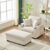 TIRAMISUBEST 55" Oversized Chaise Lounge Chair with Ottoman and Storage, with Cup Holder,Mobile Phone Stand&USB Charging Port, Beige - 2 of 4