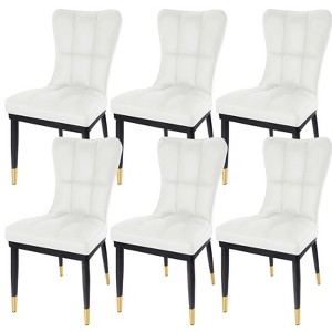 Bekrvio High-Back Faux Leather Dining Chairs Set of 4/6 - Modern Sturdy, Upholstered with Deep Sponge Seat, Metal Legs for Kitchen/Dining/Living Room - 1 of 4
