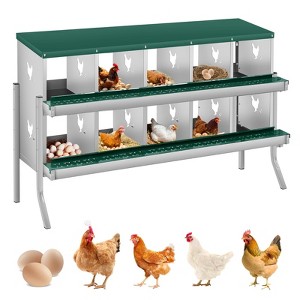 Chicken Nesting Boxes, Two-Tier Metal Chicken Egg Laying Box,Large Vented Holes for Egg Collection - 1 of 4