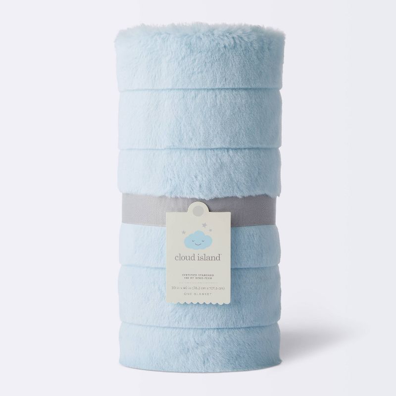 Faux Fur with Channel Carving Baby Blanket - Cloud Island&#8482; - Light Blue, 5 of 6