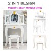 Kids Vanity, Girls Vanity Table with Tri-Folding Mirror,Stool & Drawer, 2 in 1 Wooden Princess Makeup Desk Dressing Table - 4 of 4