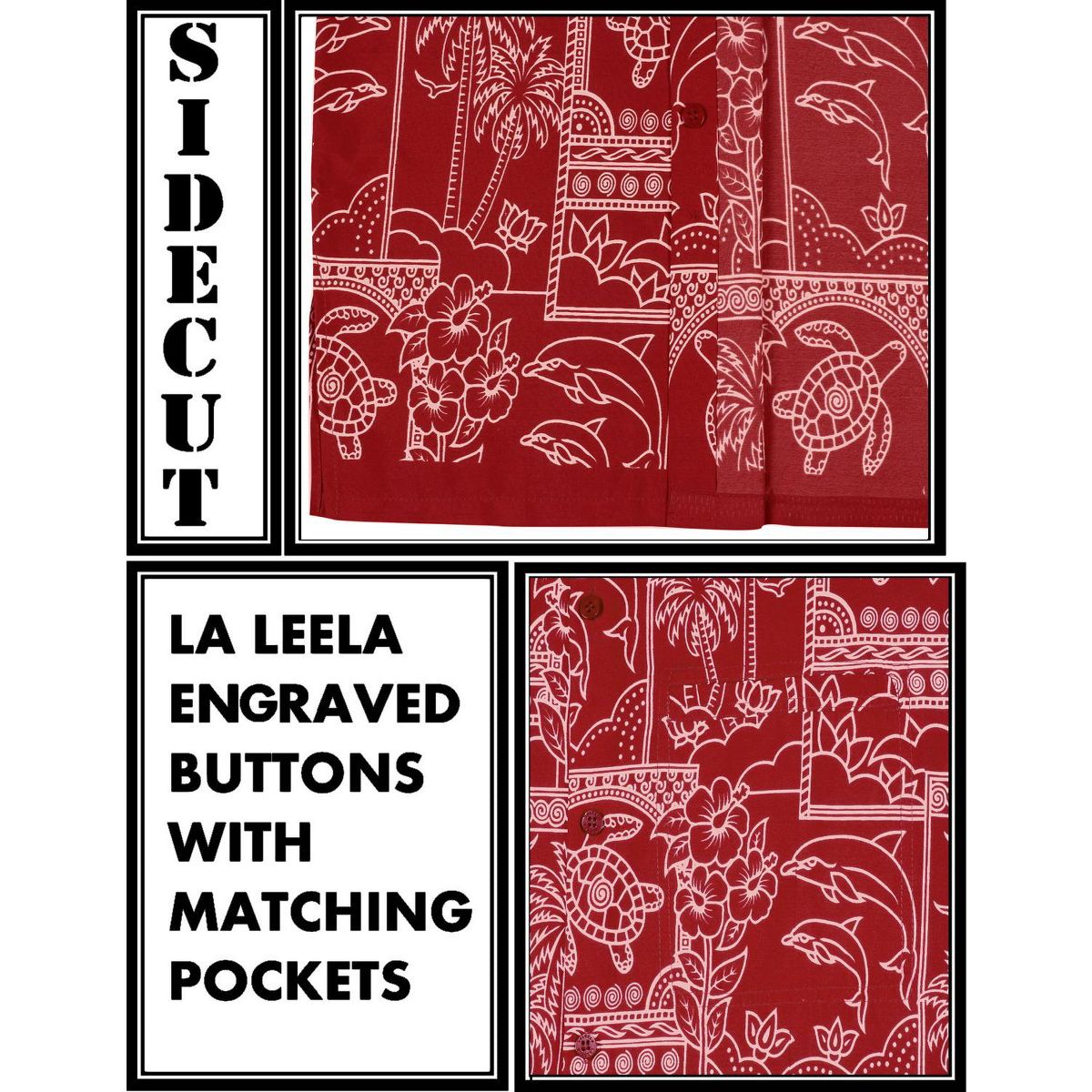 LA LEELA Mens Hawaiian Shirts Short Sleeve Button Down Shirt Mens Tropical Shirts Casual Vacation Summer Party Caribbean Shirts Funny 5XL Red,Floral - thumbnail 6