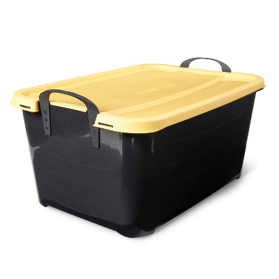 Gracious Living Premium Rolling Storage Tote with Lid, 55 gal