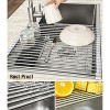 LunaLulinlk 17.7" x 15.5" Roll Up Dish Drying Rack, Large Dish Racks Multipurpose Foldable Stainless Steel Over Sink Kitchen Drainer Rack - 4 of 4