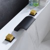 SUMERAIN Roman Bathtub Faucet 3 Hole Deck Mount High Flow Waterfall Tub Filler Black and Gold Finish - 3 of 4