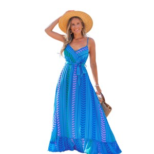 Women's Pink V-Neck Belted Maxi Dress - Cupshe - 1 of 4