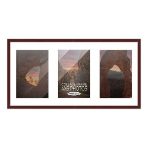 PosterPalooza | Brown Finish Collage Frame - White Mat, 20 Frame Sizes to Choose From, UV Acrylic - 1 of 4
