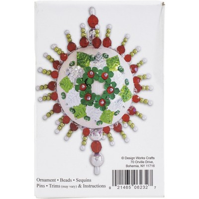 Design Works Satin Ball Beaded Ornament Kit 4"x5"-Holiday Wreath