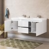 60 in. Floating White Bath Vanity with Double Sink Combo Set - 3 of 4