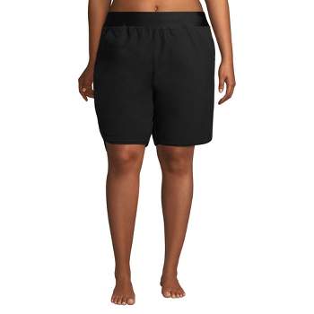 Lands' End Women's 9" Quick Dry Elastic Waist Modest Board Shorts Swim Cover-up Shorts with Panty