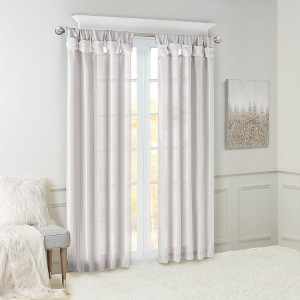 PAGED 120"x50" Faux Silk Blackout Curtains for Bedroom,Window Curtain Panel with Twist Tab Top,Lined,Curtains for Living Room,Machine Washable,Silver - 1 of 4
