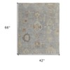 Gray and Blue Wool Floral Hand Knotted Area Rug - 3 of 4